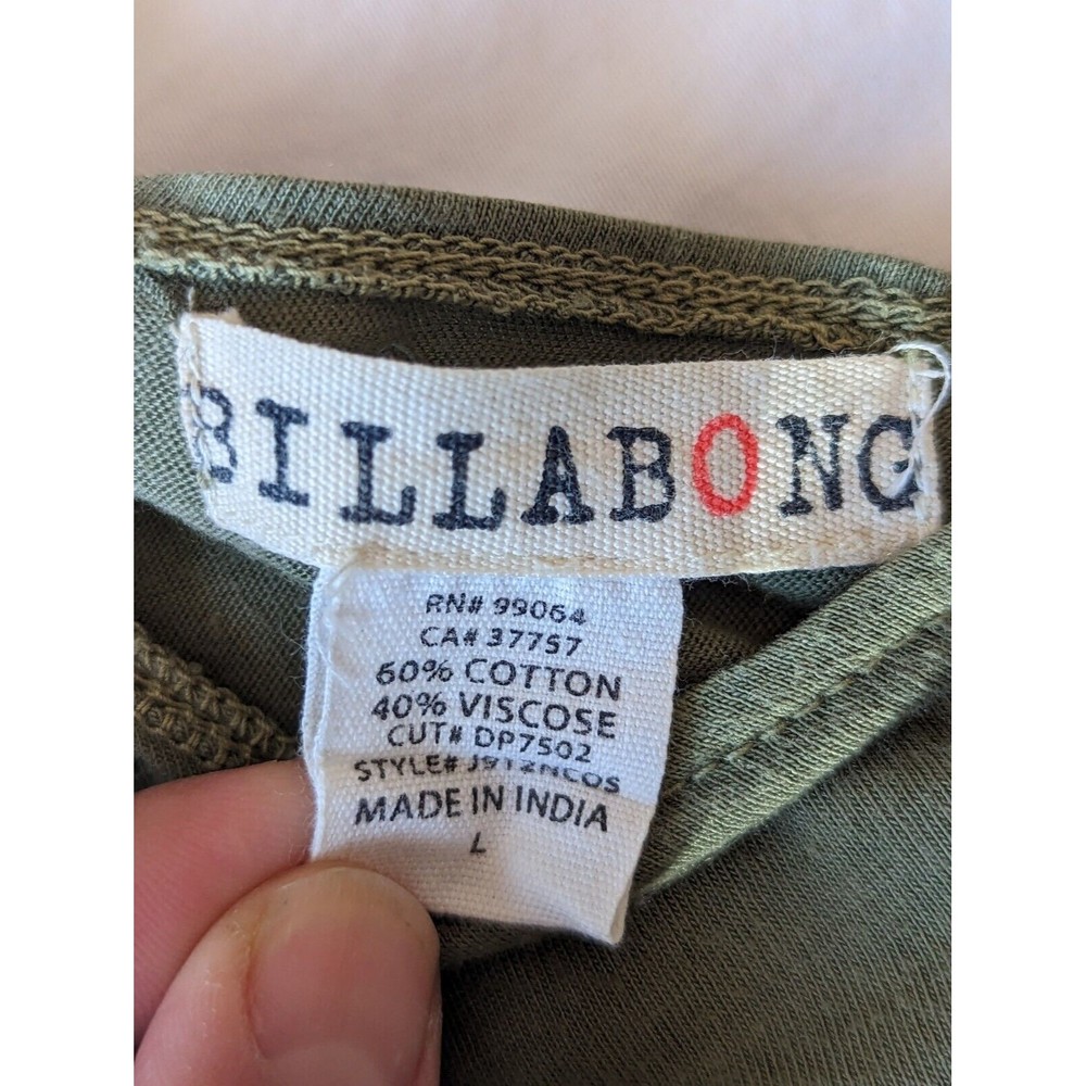 Billabong Tank Top Womens Large Green Scoop Neck Bohemian Shirt Summer Eagle - Picture 5 of 8